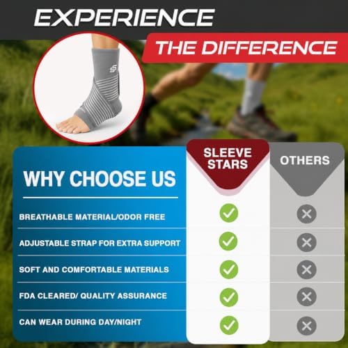 Sleeve Stars Ankle Brace Men & Women Support (Single/S:9"-10"/Gray)