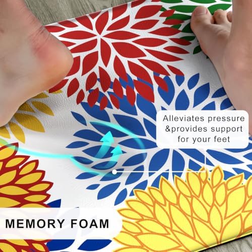 Kitchen Mats Set of 2 Cushioned Anti Fatigue Kitchen Rugs Non Slip Waterproof Kitchen Runner Memory Foam Floor Mat Comfort Standing Mat for Sink,Office,Laundry, Multi Color