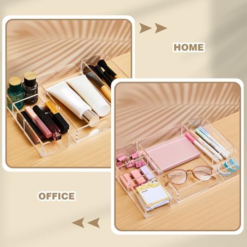 Briwooody Clear Acrylic Drawer Organizer,6 Compartments,Large