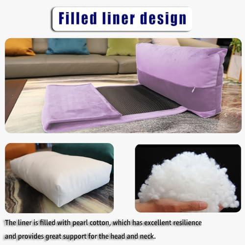 Velvet Recliner Headrest Pillow, Non-Slip Neck Support, Lavender