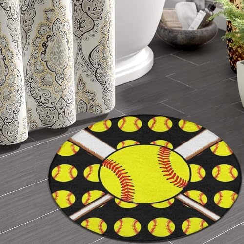 Soft Round Yoga Carpet, Office Chair Decor Round Mat for Carpet and Hardwood Floors Softball