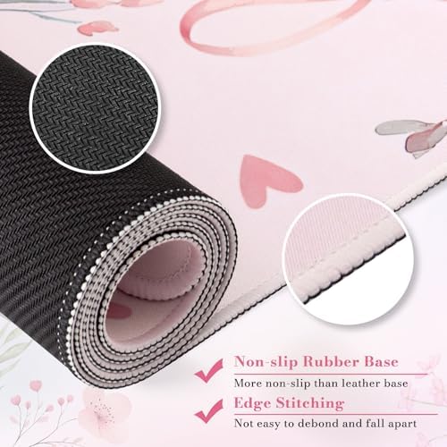 HAOCOO Pink Coquette Desk Mat, 35.4" x 15.7" Mousepad for Office Aesthetics