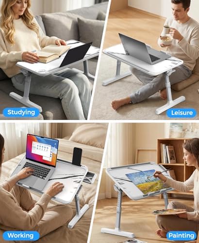 HETTHI Bed Laptop Table Adjustable Foldable Laptop Stand 22.04×12in Marble