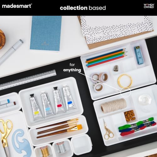 madesmart Classic 2 Piece Drawer Organizer, White