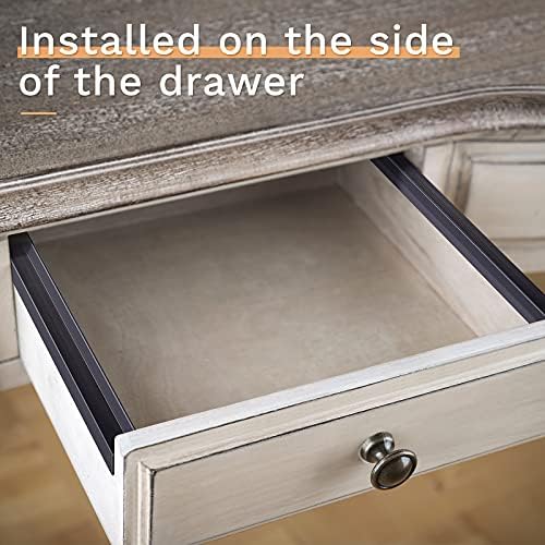 Chinco 2 Pcs PVC Drawer Hanging File Rail Black, for 1/2 Inch-wide, 24 Inch