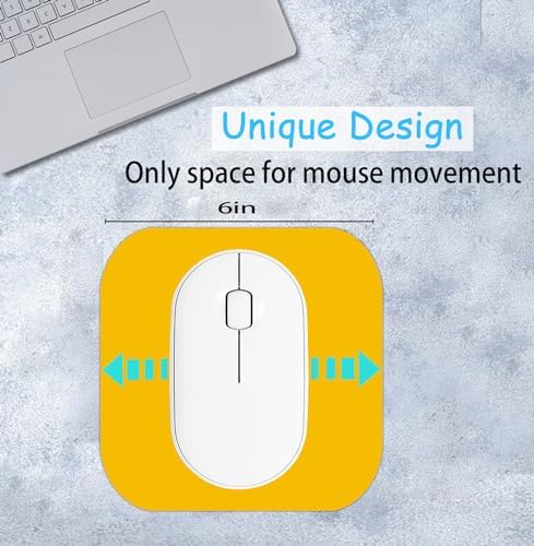 Mini Mouse Pad, 6x6 Inches, Waterproof Non-Slip Rubber Base, for Laptop, Keyboard Tray, Wireless Mouse, Home, Office, Travel (Yellow)