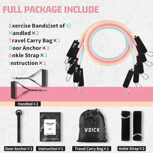 VEICK Resistance Bands with Handles, Exercise Tube Bands Set for Workouts