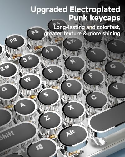 Wireless Typewriter Style Mechanical Keyboard with White Backlit, Full Size