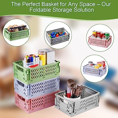 HUUSMOT 4-Pack Collapsible Plastic Storage Baskets, Yellow, 9.8"x6.5"x3.8"