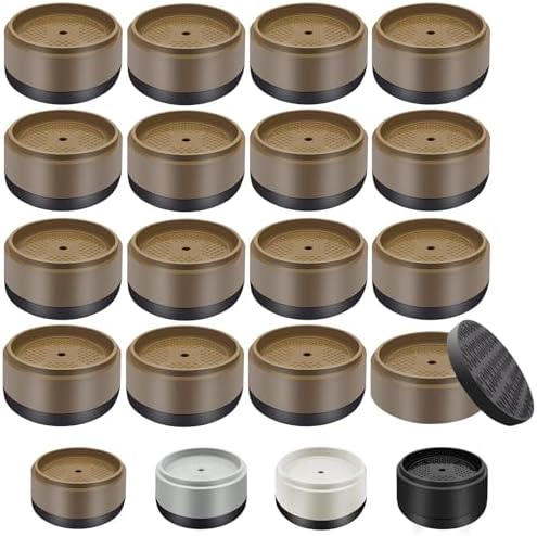 Furniture Risers Bed Risers Heavy Duty 1 inch, 2 inch, 3 inch, 4 inch Round Adjustable Bed Lifts Riser for Desk Legs Table Couch Sofa Chair Refrigerator Washing Machine (1 Inch, Brown, 16 Pack)