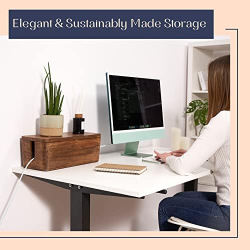 Large Cable Management Box, Wood Wire Organizer & Power Strip Cord Hider