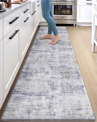 DEXI Kitchen Floor Mats Cushioned Anti Fatigue Runner Rug 23x107 Blue