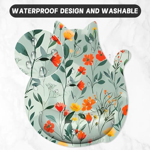 Ergonomic Mouse Pad with Wrist Rest, Cute Cat Memory Foam Padded Pain Relief Non-Slip Wrist Support Mouse Mat for Gaming Work Computer Laptop, Funny Office Supply Desk Accessory, Pretty Flower