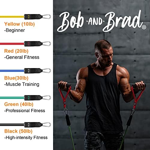 BOB AND BRAD Resistance Bands Set, Stackable Up to 125-150 lbs Workout Bands with Handles, Door Anchor & Ankle Straps - Heavy Duty Exercise Bands for Strength Training, Home Gym Fitness