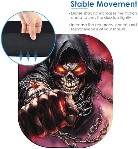 Small Mouse Pad，Mini Mouse Pad 6 x 7 Inch，for Laptop Keyboard Tray Wireless Mouse Home Office Travel，with Non-Slip Rubber Base, Waterproof Mouse Mat，Funny Skull Skeleton