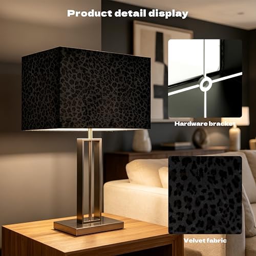 GO&SO Rectangle Lamp Shades Set of 2,Medium Leopard Shade,14"Lx8"W x9"H