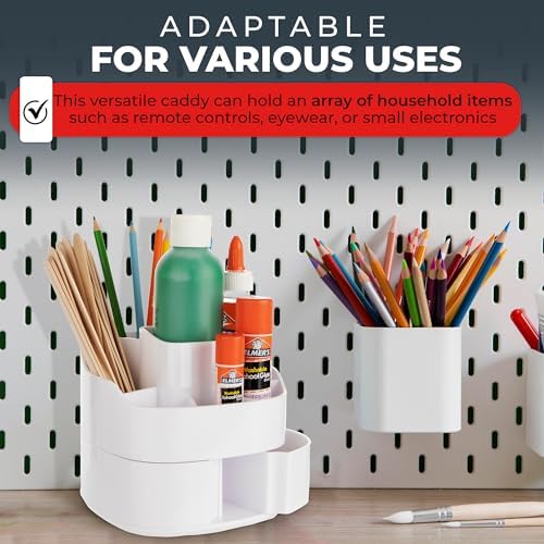 Masirs Small 360 Rotating Makeup Organizer, 5 Compartments, Square White