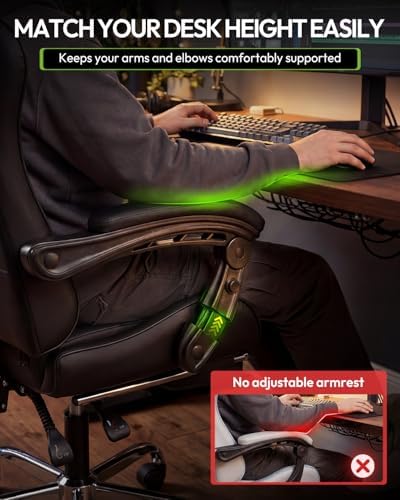 Dowinx Gaming Chair with Footrest, 330lbs Computer Chair 2D Lift Linkage Armrest, Massage Lumbar, Height Adjustable Ergonomic Comfy Video Game Chairs for Home Office Streaming, Long Gaming, Black