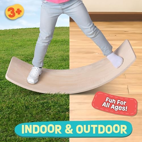 Acorn Avenue Non Slip Balance Board - Felt Rocker Board Durable Wood- Kids