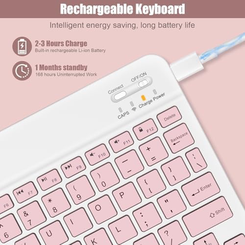 NOOX Bluetooth Keyboard for iPad A16 11th 10th Generation, iPad Pro 13/12/11/10/9/8/7 inch, iPad Air 13/11th Gen, iPad mini Tablets, etc. - Slim Wireless Portable Travel Office Computer Accessories