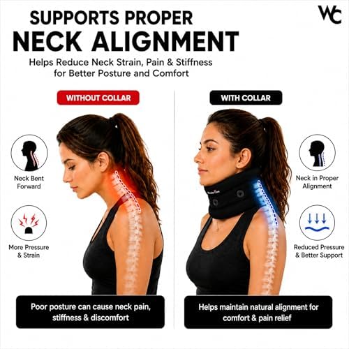 Wonder Care Neck Brace for Sleeping Cervical Collar Adjustable Neck Support Brace Relief Cervical Spine Pressure Ideal for Travel, Office Workers & Neck Injury Recovery, Medium