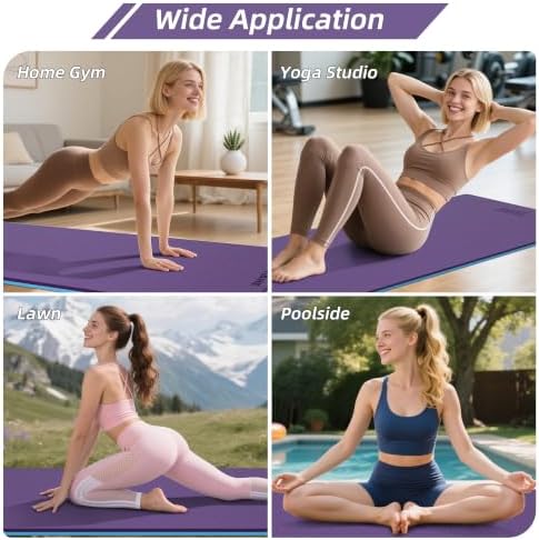 HAHE Wide Yoga Mat 72"x32"x0.4" Thick Pilates Mat with Carrying Strap