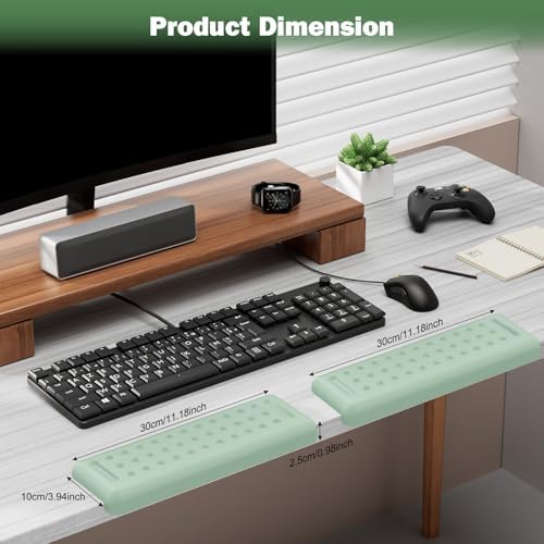 Leolee L-Shaped Desk Elbow Pads for Desk, Pale Green Memory Foam Arm Rest