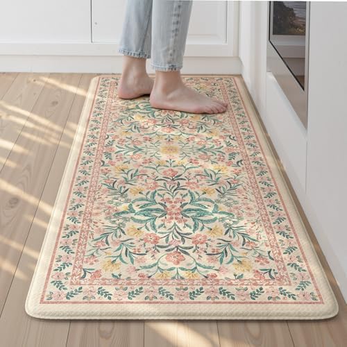 Collive Pink Kitchen Mats for Floor, Modern Kitchen Rugs Set of 2, 20"x39"