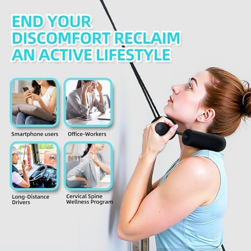 Cervical Neck Traction Device for Home Use, Restore The Natural Curve of The Neck, Neck Stretcher Mochine Over Door for Neck Pain Relief.
