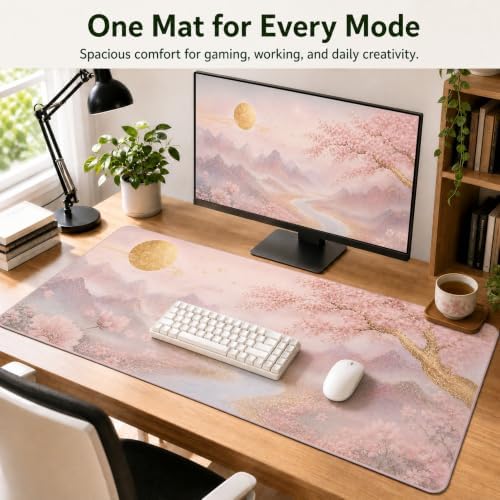 XXL Desk Mat 31.5x15.7 Inch Cherry Blossom Japanese Mouse Pad