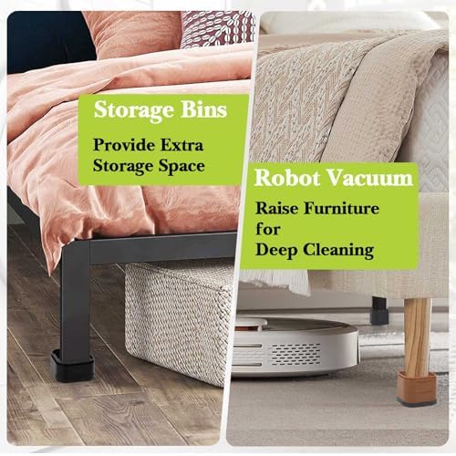 4 Pack Furniture Risers 1 Inch, Adjustable Bed Risers Heavy Duty for Table Desk Couch Chair Sofa Cabinet Bed Legs Dorm, Square Stackable Bed Raisers Blocks Lift Height 1", 2" or 3", Blue