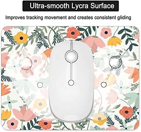 Small Mouse Pad, Mini Mouse Pad 6 X 8 Inch with Non-Slip Rubber Base for Keyboard Tray Laptops Wireless Mouse Home Office Travel, Washable & Portable (Pretty Flowers)