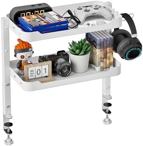 ARES WING 2-Tier 16 inch Clamp On Desk Shelf, Above or Under Desk Storage