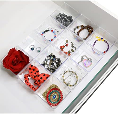 Simple Houseware Clear Desk Drawer Organizer, 3.25"x 3.25", 12 Packs