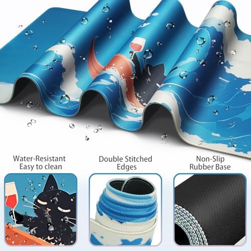 Desk Mat, Large Gaming Mouse Pad with Wrist Rest, 4in1 XXL Mousepad+Keyboard Wrist Rest+Mouse Pad Wrist Support+Cup Coaster Set Ergonomic Computer Desk Arm Wrist for Decor Home Office Women