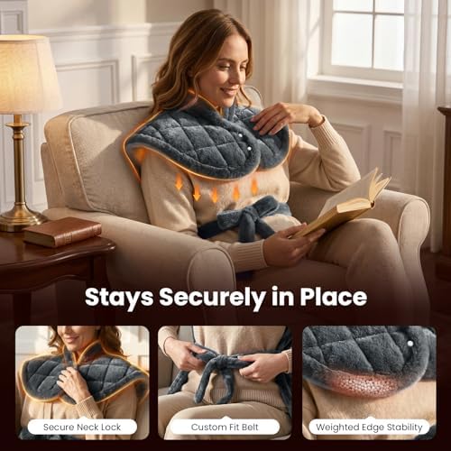 BOB AND BRAD Heating Pad for Neck, Shoulders and Back, FSA Eligible HSA Eligible Electric Heat Pad, Edge-Weighted Design, Fast Heating, ETL Certified, Gift for Women Men 24"x33"
