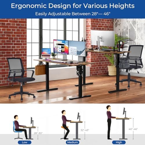 Our Modern Space Height Adjustable 55" Electric Standing Desk - Upgraded Ultra Durable Home Office Large Rectangular Computer or Laptop Sit Stand Workstation - 55 x 24 Inch (Rustic Brown, 55 Inches)