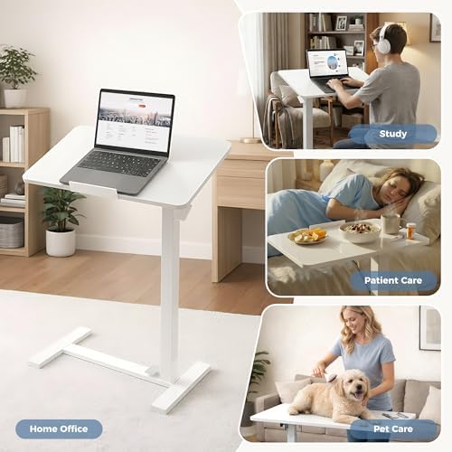 DUMOS Adjustable Rolling Desk, Standing Desks, Overbed Table