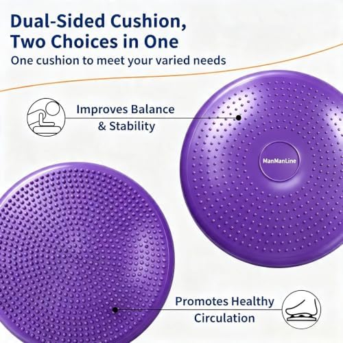 Wobble Cushion Balance Disc, Extra Thick Sensory Pad for Kids & Adults, Flexible Seating Core Strength Trainer for Posture Correction, Desk, Yoga & Stability Workout with Pump