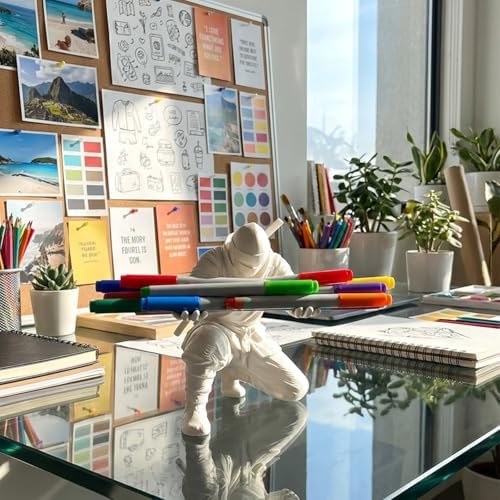 3D Printed Ninja Pen Holder - Cool Ninja Figurine Pen Stand, Decorative Desk Organizer for Office & Home (white)