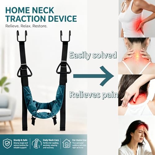 Cervical Neck Traction Device Over Door for Decompression Home Physical Therapy, Suitable for Family and Close Friends.