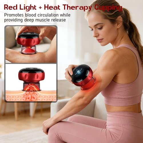 2 Pack Cupping Set, 7-in-1 Smart Cupping Therapy Massager. Red Light Cupping Therapy Set with 2 Modes for Targeted Muscle Soreness,Tighter Skin,Cupping Kit with 20 Levels Suction and Heat and Gua Sha