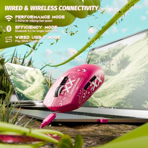 ATTACK SHARK G3 Wireless Gaming Mouse,Berry Red&Sticker