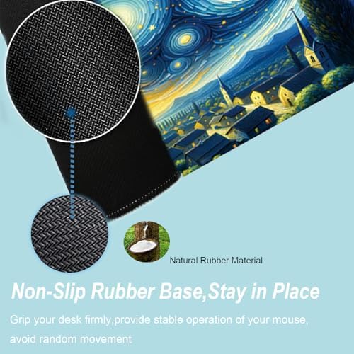 Gaming Mouse Pad 31.5x11.8 inch XL Large Extended Mouse Pad, Big Mousepad Desk Mat for Computer with Non-Slip Rubber Base and Stitched Edge-Blue Galaxy