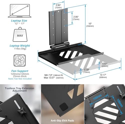 AVLT Laptop & Monitor Arm Pole Top Mount for 17-40" Screens - Black