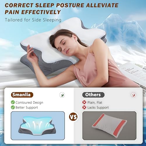 Cervical Neck Pillow for Pain Relief, Ergonomic Memory Foam Pillows for Sleeping, Neck Support Pillows for Sleeping with Pillowcase, Contour Orthopedic Pillow for Side Back Stomach Sleeper