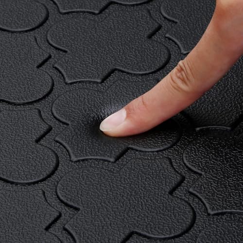 WISELIFE Kitchen Mat Cushioned Anti Fatigue Floor Mat,17.3"x60", Thick Non Slip Water Resistant Kitchen Rugs and Mats,Heavy Duty Foam Standing Mat for Kitchen,Floor,Home,Desk,Sink,Laundry, Black