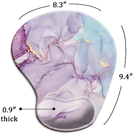 DOOKE Ergonomic Mouse Pad with Wrist Support and Coaster,Mouse Pads with Non-Slip PU Base for Home Office Working Studying Easy Typing & Pain Relief Purple Marbling