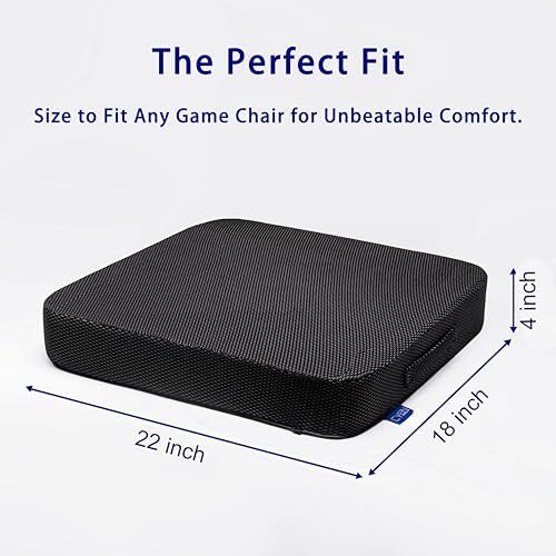 Ifoam Gel Infused Memory Foam Layer Wheelchair Cushion - Seat Cushion for Wheelchair-Office Chair, Kitchen Chair-Pressure Sore and Tailbone Pain Relief-High Dense Polyfoam Base (Black, 22×18×4 inch)