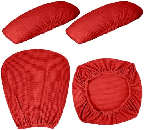Tallew 4 Pcs Office Chair Covers Stretchable Armrest Seat,XL,Red